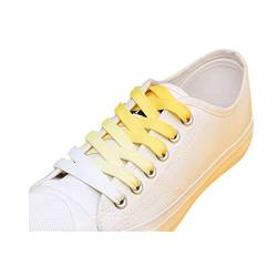 FUFUYO Flache Schnürsenkel mit Regenbogen-Farbverlauf, 8 mm breit, Ersatz-Schnürsenkel für Sportschuhe, Sportschuhe, Gelb, 120 cm von FUFUYO