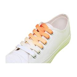 FUFUYO Flache Schnürsenkel mit Regenbogen-Farbverlauf, 8 mm breit, Ersatz-Schnürsenkel für Sportschuhe, Sportschuhe, Orange, 120 cm von FUFUYO