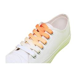 FUFUYO Flache Schnürsenkel mit Regenbogen-Farbverlauf, 8 mm breit, Ersatz-Schnürsenkel für Sportschuhe, Sportschuhe, Orange, 95 cm von FUFUYO