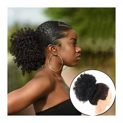 Bun Haarteile Dutt-Kunsthaarteile, Dutt-Erweiterungen for schwarze Frauen, synthetische Afro-Puff-Kordelzug-Pferdeschwanz-Verlängerung, kurzes Afro-verworrenes lockiges Haar Brötchen-Haarteil (Color von FUHAI-666