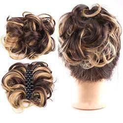 Bun Haarteile Lockige, gewellte, kurze, synthetische Haargummis for Anklipsen, Haarknoten, Haarverlängerung, unordentlicher Dutt, zerzauste Hochsteckfrisur, for Anklippen, Haarteil for Frauen Brötchen von FUHAI-666