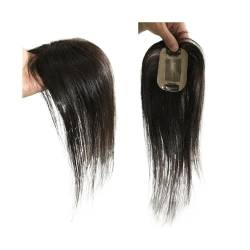 Haartopper für Frauen Echthaar-Topper, 7 x 10 cm, handgebundener Mono-Basis mit Clips im Haar, Toupet, 12 Zoll, glattes europäisches Remy-Haar, for Haarausfall oder dünner werdendes Haar Haarteil Topp von FUHAI-666