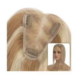 Haartopper für Frauen Haar-Topper, 8 x 10 cm, handgefertigt, feine Mono-Basis, Damen-Topper, Clip-in-Echthaarverlängerungen, 6–14 Zoll, glattes Haar, Einzelknoten, Mono-Haarteil Haarteil Topper Toupet von FUHAI-666