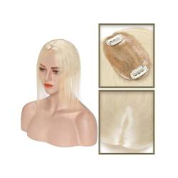 Haartopper für Frauen Haar-Topper aus echtem Menschenhaar, 6 x 9 cm, Mittelteil, Seidenbasis, Damen-Topper, Clip-in-Haarverlängerung, glattes Haarteil for Haarausfall, dünner werdendes Haar Haarteil T von FUHAI-666