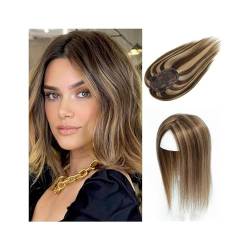 Haartopper für Frauen Haar-Topper for Frauen, Echthaar, Spitzen-Basis-Topper, 25,4–45,7 cm, brasilianisches Haar, glatte Haarteile, Clip-in-One-Piece-Haarverlängerungen for dünner werdendes Haar Haart von FUHAI-666