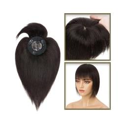 Haartopper für Frauen Haaraufsätze for Frauen mit dünner werdendem Haar, 10–20 Zoll glatter Echthaaraufsatz mit Pony, 150% Dichte, 8,5 x 8,5 cm Seidenbasis, Clip-in-Topper-Haarteile Haarteil Topper T von FUHAI-666