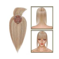 Haartopper für Frauen Haaraufsätze for Frauen mit dünner werdendem Haar, 10–20 Zoll glatter Echthaaraufsatz mit Pony, 150% Dichte, 8,5 x 8,5 cm Seidenbasis, Clip-in-Topper-Haarteile Haarteil Topper T von FUHAI-666