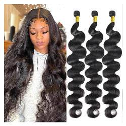 Human Hair Bundles 10-30 Zoll Natürliche Schwarze Lange Körper Welle Bundles 100% Reine Menschenhaar-webart Bundles Remy Menschenhaar Extensions 1/3/4 Bundles human hair weave (Size : 20inch (1 PC)) von FUHAI-666