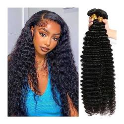 Human Hair Bundles 10A tiefe Welle brasilianische Remy Haarbündel 1/3/4 natürliche Farbe 100% Wasserwelle lockige Menschenhaarverlängerung for Frauen human hair weave (Size : 14inches 1 Bundle) von FUHAI-666