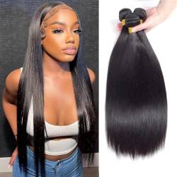 Human Hair Bundles 12A Gerade Bundles Original Menschliches Haar Reines Unverarbeitetes Echthaar Haarverlängerungen for Frauen Echte Natürliche Haarverlängerungen human hair weave (Size : 12inch (1 b von FUHAI-666