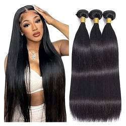 Human Hair Bundles 12A Natürliche Farbe Indisches Glattes Menschenhaar Bundles Unverarbeitete Glatte Haarverlängerungen 1/3/4 Bundles Haar human hair weave (Size : 10 12 14 16) von FUHAI-666