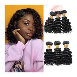 Human Hair Bundles 12A Tiefe Welle Bundles Brasilianische Menschliche Haarwebart Erweiterung Lockiges Wellenförmiges Menschliches Haar Bundles 100% Remy Haar Extensions human hair weave (Size : 12A, von FUHAI-666