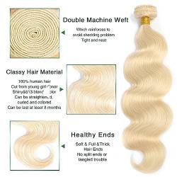 Human Hair Bundles Blonde Echthaar-Bündel, brasilianische Honigblond-Bündel, 25,4–76,2 cm, gewellte Bundles, Remy-Haarverlängerungen (# 613) human hair weave (Size : 12inch 1pc) von FUHAI-666