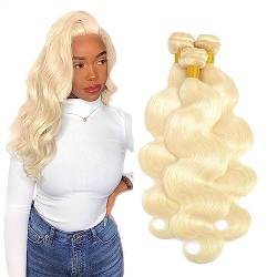 Human Hair Bundles Blonde Haarwebart Bundles 1/3/4 Bundles Brasilianische Körperwelle Remy Haarbündel 8 bis 40 Zoll Menschenhaareinschlag kann gefärbt werden (#613) human hair weave (Color : #613, S von FUHAI-666