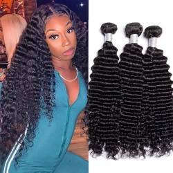 Human Hair Bundles Tiefe Welle Haar Bundles Tiefes Lockiges Haar 1/3/4 Bundles Brasilianische Menschliches Haar Bundles Natürliche Schwarze Haarwebart Extensions human hair weave (Size : 10A, Color von FUHAI-666