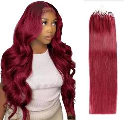 Micro Link Echthaarverlängerungen Micro Ring Loop Remy Hair Fish Line Natürliche gerade Echthaarverlängerung für Frauen 50G,16inch von FUIBEJAE