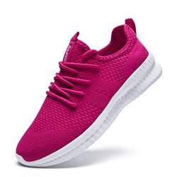 FUJEAK Damen-Laufschuhe, Walking-Turnschuhe, Tennis, Fitnessstudio, Arbeit, Fitness, Sport, lässig, tägliche Sicherheit, Outdoor, Radfahren, Joggen, Wandern, flach, athletisch, 01 rose red, 40 EU von FUJEAK