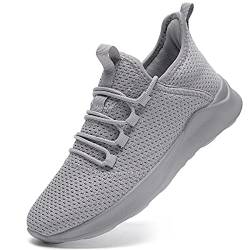 FUJEAK Damen Straßenlaufschuhe Walkingschuhe Turnschuhe Fitnessstudio Sportschuhe Sneaker Running Tennis Schuhe Freizeit Laufschuhe Fashion Leichtgewichts Atmungsaktiv Sneakers Hellgrau EU 39 von FUJEAK