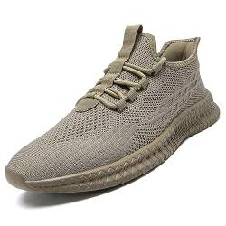 FUJEAK Damen Straßenlaufschuhe Walkingschuhe Turnschuhe Fitnessstudio Sportschuhe Sneaker Running Tennis Schuhe Straßenlaufschuhe Leichtgewichts Fashion Atmungsaktiv Schlüpfen Schuhe Braun 38 von FUJEAK