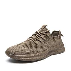 FUJEAK Herren Walkingschuhe Turnschuhe Fitnessstudio Sportschuhe Sneaker Running Tennis Schuhe Freizeit Straßenlaufschuhe Fashion Leichtgewichts Atmungsaktiv Schlüpfen Schuhe Braun 39 von FUJEAK