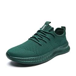 FUJEAK Herren Walkingschuhe Turnschuhe Fitnessstudio Sportschuhe Sneaker Running Tennis Schuhe Freizeit Straßenlaufschuhe Fashion Leichtgewichts Atmungsaktiv Schlüpfen Schuhe Dunkelgrün 39 von FUJEAK