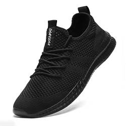 FUJEAK Herren Walkingschuhe Turnschuhe Fitnessstudio Sportschuhe Sneaker Running Tennis Schuhe Freizeit Straßenlaufschuhe Fashion Leichtgewichts Atmungsaktiv Schlüpfen Schuhe Schwarz 40 EU von FUJEAK