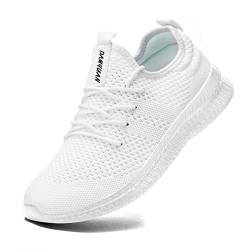 FUJEAK Herren Walkingschuhe Turnschuhe Fitnessstudio Sportschuhe Sneaker Running Tennis Schuhe Freizeit Straßenlaufschuhe Fashion Leichtgewichts Atmungsaktiv Schlüpfen Schuhe Weiß 42 EU von FUJEAK