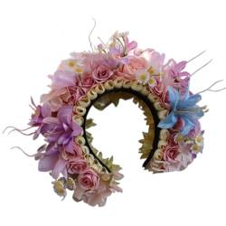 Böhmisches Blumen-Stirnband, Braut-Haarschmuck, Blumen-Haarband für Damen, Haarbänder, Frühlings-Hochzeitsgirlanden, Kränze, Kranz, Damen-Haargirlanden von FUKAJOMFEN