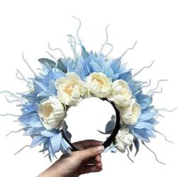 Bohemian-Blumen-Haarband, Braut-Haarschmuck, Blumen-Haarband für Damen, Kopfschmuck, Frühlings-Hochzeit, Girlanden, Kranz, Hochzeit, Festival, Stirnband von FUKAJOMFEN