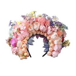 Ethnisches Braut-Stirnband, Haarkranz, Blumen, Hochzeit, Blumen-Stirnband, Strandhaarband, Haarschmuck, Damen-Haarschmuck für Damen, Blumen-Haarbänder von FUKAJOMFEN