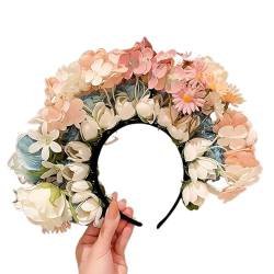 Mexica-Rosen-Stirnband, Haarkranz, Hochzeitsparty, Kostüm, Kopfschmuck für Braut, Frauen, Foto-Requisiten, elegante künstliche Blumen von FUKAJOMFEN