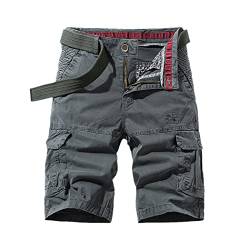 FULBHPRINT Frühling Herren Baumwolle Cargo Shorts, Sommer Casual Reithose Bermuda Strand Kurze Hose, GRAY3, 6 von FULBHPRINT