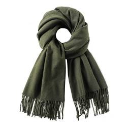 Kaschmir-Gefühl Schals für Damen, langer Fransen-Schal, Damen, Wickeltuch, Schals, armee-grün, One size von FULEI