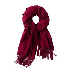 Kaschmir-Gefühl Schals für Damen, langer Fransen-Schal, Damen, Wickeltuch, Schals, burgunderfarben, One size von FULEI