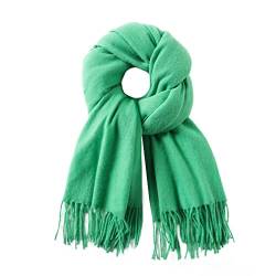 Kaschmir-Gefühl Schals für Damen, langer Fransen-Schal, Damen, Wickeltuch, Schals, grün, One size von FULEI