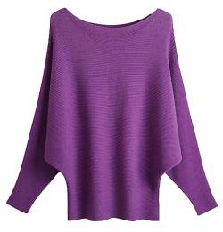 FULIER Boot-Ausschnitt Batwing Ärmel Dolman Lose gestrickte Pullover und Pullis Pullover Tops für Frauen von FULIER