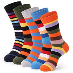 FULIER Mens 5 Pack Baumwolle Rich Smart Design Bunte bequeme Kleid Calf Socken (Color7) von FULIER