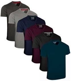 FULL TIME SPORTS® Tech 6 Pack FTS-639 mit V-Ausschnitt T-Shirts (Large, Dunkel Sortiert) von FULL TIME SPORTS