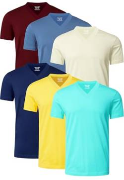 FULL TIME SPORTS Herren Tshirt V-Schnitt 6 Pack Sortiert T-Shirts FTS-639-SUMMER-1-L von FULL TIME SPORTS