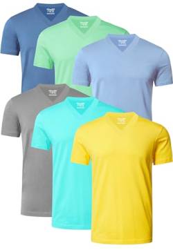 FULL TIME SPORTS Herren Tshirt V-Schnitt 6 Pack Sortiert T-Shirts FTS-639-SUMMER-2-L von FULL TIME SPORTS