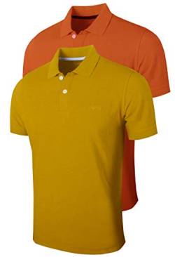 Full TIME SPORTS-701 2 Packs Premium Herren Kurzarm Polo Shirt (Gelb/Orange, Small) von FULL TIME SPORTS
