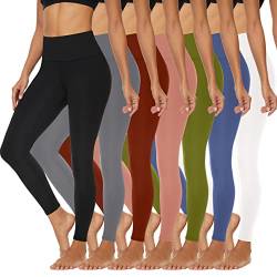 FULLSOFT 7er-Pack Leggings mit hoher Taille für Damen, weich, schlank, Bauchkontrolle, Schwarz, Workout-Yogahosen von FULLSOFT
