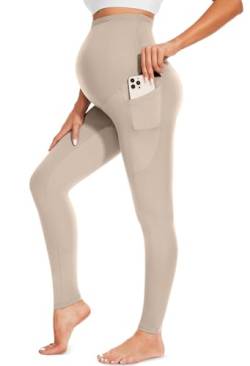 FULLSOFT Weiche Schwangerschafts-Workout-Leggings mit Taschen über dem Bauch, Schwangerschaft, Yogahose von FULLSOFT