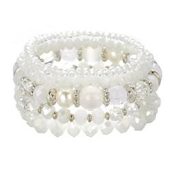 FULU AUTUMN Damen Kristall Perlen Armband Mehrschichtiges Steine Armband Boho Modeschmuck Beste Freundin Geschenke(21-White) von FULU AUTUMN