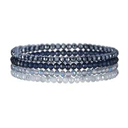 FULU AUTUMN Damen Kristall Perlen Armband Mehrschichtiges Steine Armband Boho Modeschmuck Beste Freundin Geschenke(Dark blue) von FULU AUTUMN