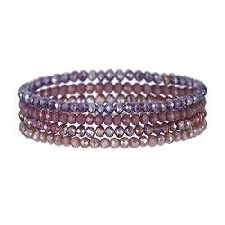 FULU AUTUMN Damen Kristall Perlen Armband Mehrschichtiges Steine Armband Boho Modeschmuck Beste Freundin Geschenke(Purple) von FULU AUTUMN