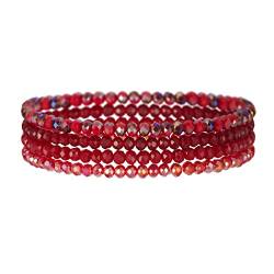 FULU AUTUMN Damen Kristall Perlen Armband Mehrschichtiges Steine Armband Boho Modeschmuck Beste Freundin Geschenke(Red) von FULU AUTUMN