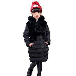 FULUOYIN Mädchen Winterjacke mit Fellkapuze und Fellkugel Design Outerwear Oberbekleidung Verdichte Kinderjacke Wintermantel Mantel Parka von FULUOYIN