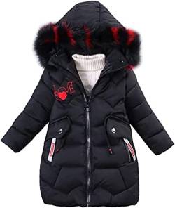 FULUOYIN Winterjacke Mädchen Kinder Wintermantel Girl Lange Steppjacke mit „ Love“ Sticken Design von FULUOYIN