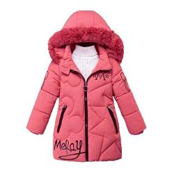 FULUOYIN Winterjacke Mädchen Kinder Wintermantel Steppjacke mit Fellkapuze Mini Maus Muster Design von FULUOYIN